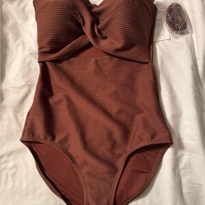 Womens One-Piece Swimsuit in Chocolate Brown